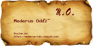 Mederus Odó névjegykártya